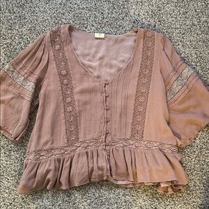 Dusty Rose Button-Down Blouse